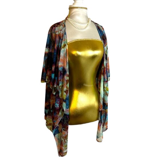 Vintage Y2K Maurices Sheer Watercolor Open Front Flowy Kimono Sweater sz 2X Boho - Picture 1 of 7